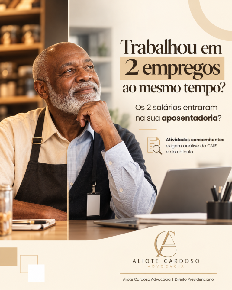 Homem aposentado representando trabalhador que teve dois empregos ao mesmo tempo; dúvida sobre se o INSS considerou os dois salários na aposentadoria